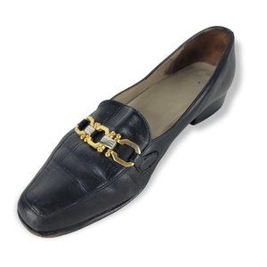 Vintage Bally of Switzerland Ruta Black Leather Horse-bit Loafers Size 6.5M